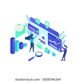 Modern flat design isometric concept of Data Analysis for website and mobile website. Landing page. Vector illustration
