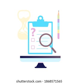 Modernes flaches Design isometrisches Konzept von Online Education Test Banner Vorlage für Website und mobile Entwicklung. Online-Schulung, Prüfung, Übung, Quiz, Endtest. Vektorgrafik.