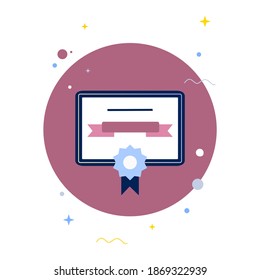Modern flat design isometric concept of e-certificate from online course or university banner template for website and mobile development. Graduation paper, certificate. Vector illustration.
