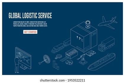 Modern flat design isometric concept of Global logistic and Smart Logistics with transport, export, import, cargo and more. 
Easy to edit and customize. Vector illustration EPS 10