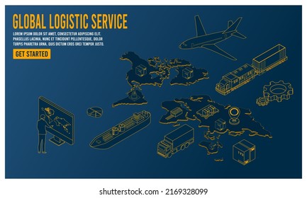 Modern flat design isometric concept of Global logistic and Smart Logistics with transport, export, import, cargo and more. 
Easy to edit and customize. Vector illustration EPS 10