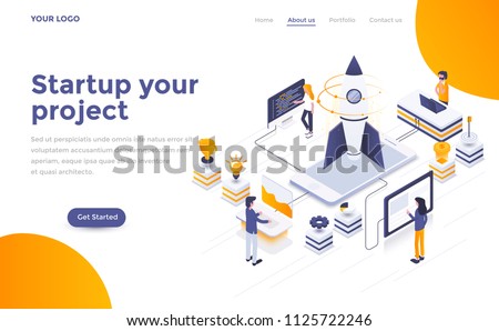 Modern flat design isometric concept of Startup your project for website and mobile website. Landing page template. Easy to edit and customize. Vector illustration