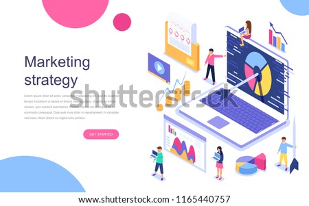 Modern flat design isometric concept of Marketing Strategy for banner and website. Landing page template. Business analysis, content strategy and management concept. Vector illustration.