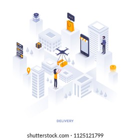 Modern flat design isometric illustration of Delivery. Can be used for website and mobile website or Landing page. Easy to edit and customize. Vector illustration