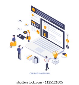 Modern flat design isometric illustration of Online Shopping. Can be used for website and mobile website or Landing page. Easy to edit and customize. Vector illustration