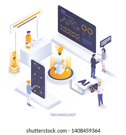 Modern flat design isometric illustration of Technology. Can be used for website and mobile website or Landing page. Easy to edit and customize. Vector illustration
