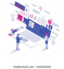 Modern flat design isometric illustration of Data Analysis. Data analysis concept. Can be used for website and mobile website or Landing page. Easy to edit and customize. Vector illustration