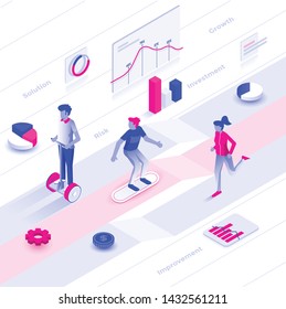 Modern flat design isometric illustration of Business Growth. Business concept. Can be used for website and mobile website or Landing page. Easy to edit and customize. Vector illustration