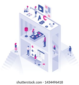 Modern flat design isometric illustration of Education and Learning. Online Education concept. Can be used for website and mobile website or Landing page. Easy to edit and customize. Vector