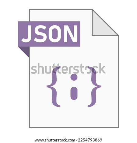 Modern flat design of JSON file icon for web