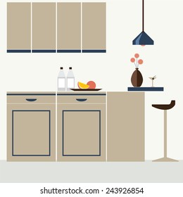 Modern Flat Design Kitchen Interior Vector Illustration