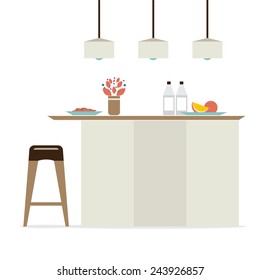 Modern Flat Design Kitchen Interior Vector Illustration