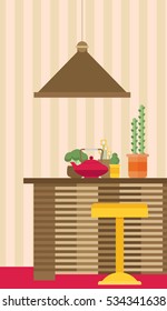 Modern Flat Design Kitchen Interior Vector Illustration