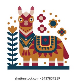 Modern flat design lama illustration