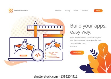 Modern flat design line concept of Build your apps for website and mobile website. Landing page template. Easy to edit and customize. Vector illustration