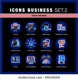 Modern flat design linear pictogram collection, line flat icons set of online university learning, group study, outline vector concept of stroke symbol pack, premium quality web material