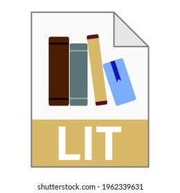 Modern flat design of LIT file icon for web