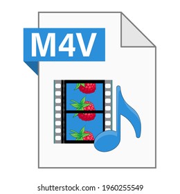 Modern flat design of M4V file icon for web