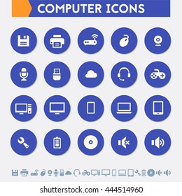 Modern flat design material computer icons collection