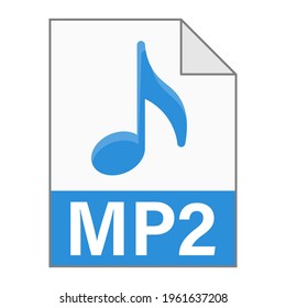 Modern flat design of MP2 file icon for web