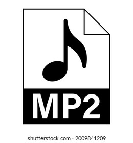 Modern flat design of MP2 file icon for web