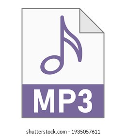 Modern flat design of MP3 file icon for web