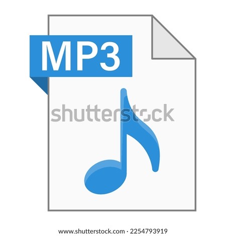 Modern flat design of MP3 file icon for web