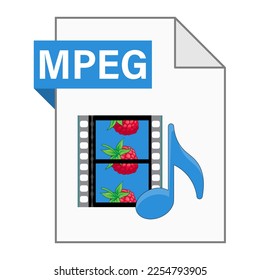 Modern flat design of MPEG file icon for web