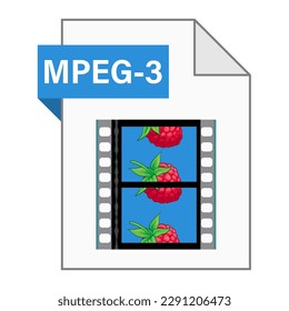 Diseño plano moderno del icono de archivo MPEG-3 para web