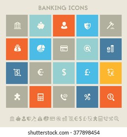 Modern flat design multicolored banking icons collection