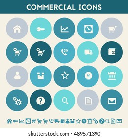 Modern flat design multicolored commercial icons collection