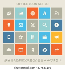 Modern flat design multicolored office 3 icons collection