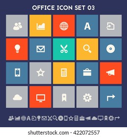 Moderna colección de iconos de diseño plano multicolor para oficinas 3 iconos