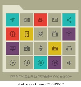 Modern flat design multimedia icons