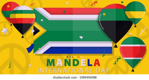 Modern flat design Nelson Mandela international day, 18th July. Good for landing page, banner, flyer, poster, template, background. Vector illustration