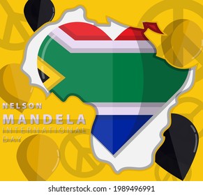 Modern flat design Nelson Mandela international day, 18th July. Good for landing page, banner, flyer, poster, template, background. Vector illustration