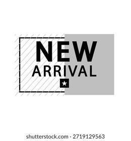 Diseño plano moderno Nueva etiqueta de llegada
