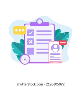 modern flat design notes, written names for social media checklists vector illustration, for social media creators, internet marketing, websites, and online communicators