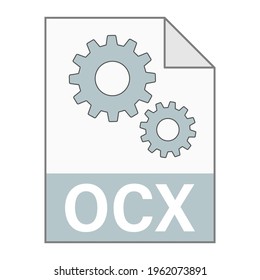 Modern flat design of OCX file icon for web