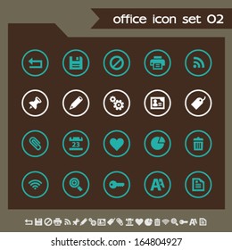 Modern flat design office icons, set 2, dark on circles