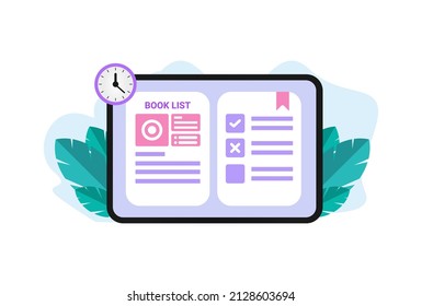 concepto moderno de libro en línea de diseño plano, libro educativo de ilustración vectorial, para creadores de medios sociales, marketing en internet, sitios web y comunicadores en línea