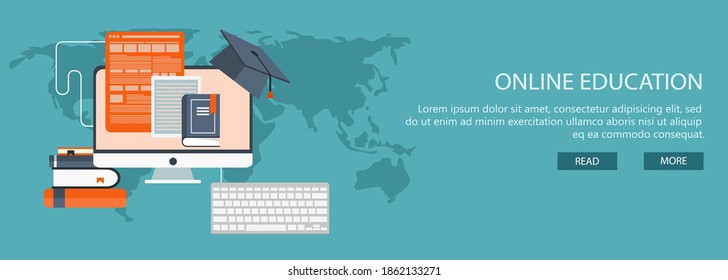 Modern flat design online education and app development concept for e-business, web sites, mobile applications, banners, corporate brochures, book covers, layouts etc. Vector  illustration.