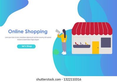 Modern Flat design Online shopping. Vector illustration concept for marketing and online shopping - Vector