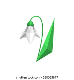 Modern flat design with origami snowdrop isolated on white background