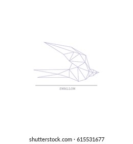 Modern flat design with origami swallow bird icon  isolated on white background