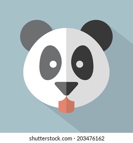 Modern Flat Design Panda Icon Vector Illustration