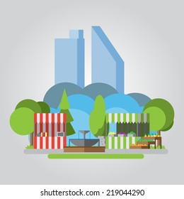Modern flat design park illustration 