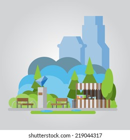 Modern flat design park illustration 