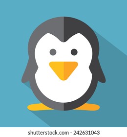 Modern Flat Design Penguin Icon Vector Illustration