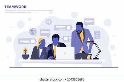 Modern Flat design people and Business concept for Teamwork, easy to use and highly customizable. Modern vector illustration concept, isolated on white background.